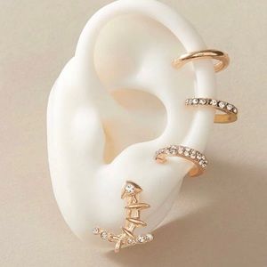 4PCs Rhinestone Decor-Cuff  Earring